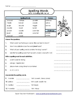 Question Worksheet (D-14) Spelling D Worksheet