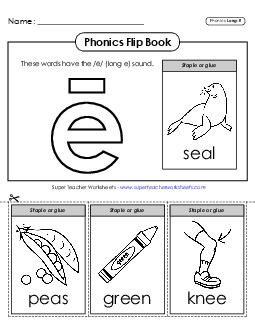 Phonics Flip Book (Long E Words) Phonics Long Short E Worksheet