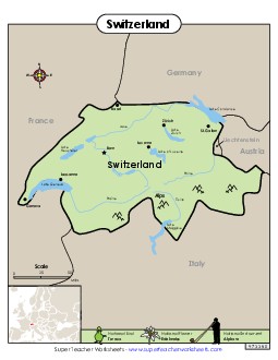 Switzerland Map Free Worksheet