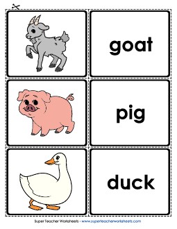 Farm Animal Flash Cards Free Worksheet