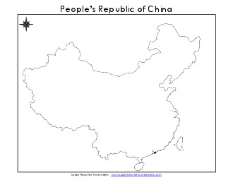 China Map (Blank #1) Maps Worksheet