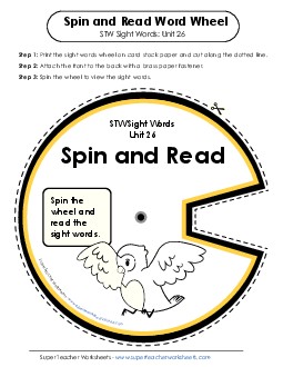 Spin and Read (Unit 26) Sight Words Worksheet