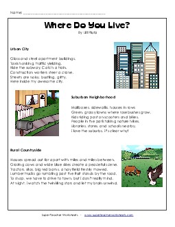 Where Do You Live? (Poem)  Poems Worksheet