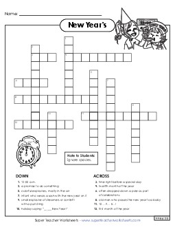 New Year Crossword Worksheet