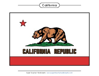 California State Flag (Full-Color Version) States Individual Worksheet