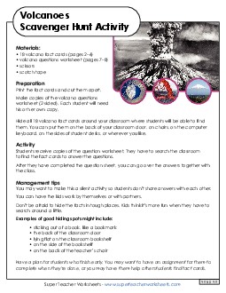 Volcanoes Scavenger Hunt Rocks Earth Worksheet