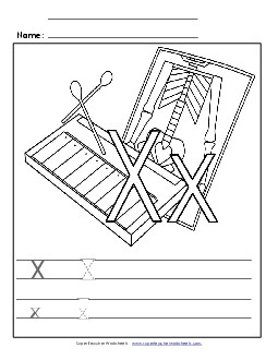 Letter X - Color and Write Free Alphabet Worksheet