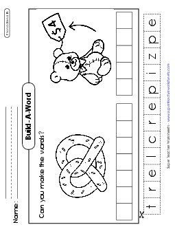 Build-a-Word: Pretzel and Price Phonics Blends Worksheet