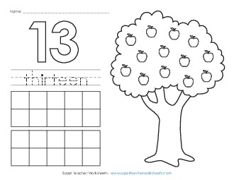 Apple Counting Mat: Thirteen Worksheet