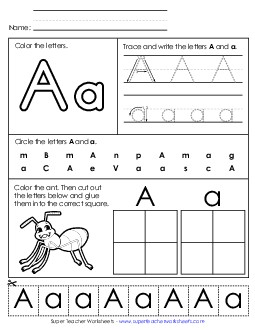 Letter A - Mixed Skills (Basic) Alphabet Worksheet