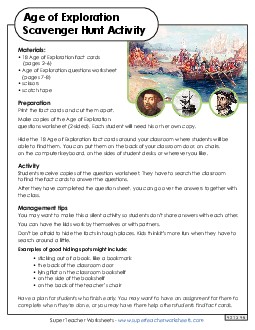 Age of Exploration Scavenger Hunt Explorers Worksheet