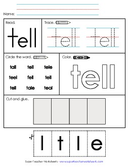 Worksheet 2: Tell Free Sight Words Individual Worksheet