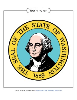 Washington State Seal (Full-Color Version) States Individual Worksheet