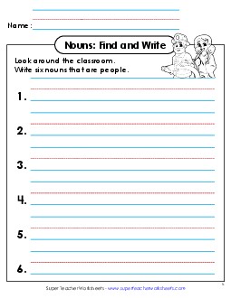 Nouns: Find and Write (People) Worksheet