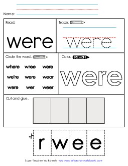 Worksheet 2: Were Free Sight Words Individual Worksheet