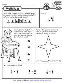 Math Buzz: Week 14 Worksheets 66 through 70 Daily Math Review Worksheet