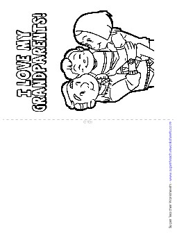 Card: Love My Grandparents (From Boy) Grandparents Day Worksheet