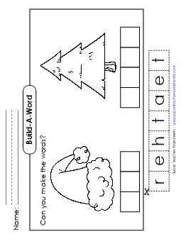 Build-a-Word: Hat & Tree Christmas Worksheet