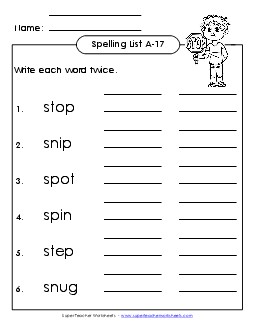 Write Twice (A-17) Spelling A Worksheet