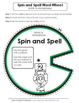 Spin and Spell (B-16) Spelling B Worksheet