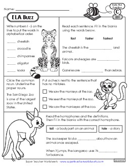 ELA Buzz: Week 7 Worksheets 31 through 35 Daily Ela Review Worksheet