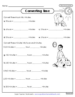 Converting Time (Hours & Minutes) Free Worksheet