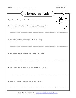 Alphabetical Order (D-29) Spelling D Worksheet