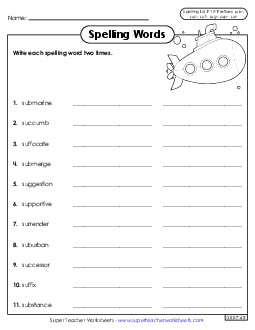 Write Words Twice (F-19) Spelling F Worksheet