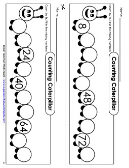 Caterpillar - Count By 8s Counting Worksheet