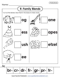 Complete the Word (Cut  and Glue) Phonics Blends Worksheet