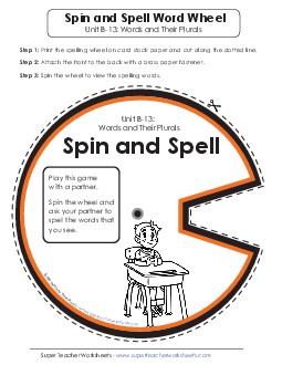 Spin and Spell (B-13) Spelling B Worksheet