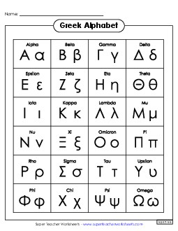 Greek Alphabet Greece Worksheet