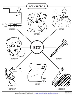 Anchor Chart (Scr- Words) Phonics Blends Worksheet