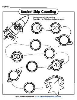 Skip Counting Rockets Worksheet