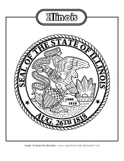 Illinois State Seal (Black & White) States Individual Worksheet