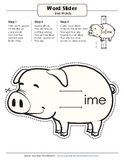 Word Slider (-ime Words) Word Families Worksheet