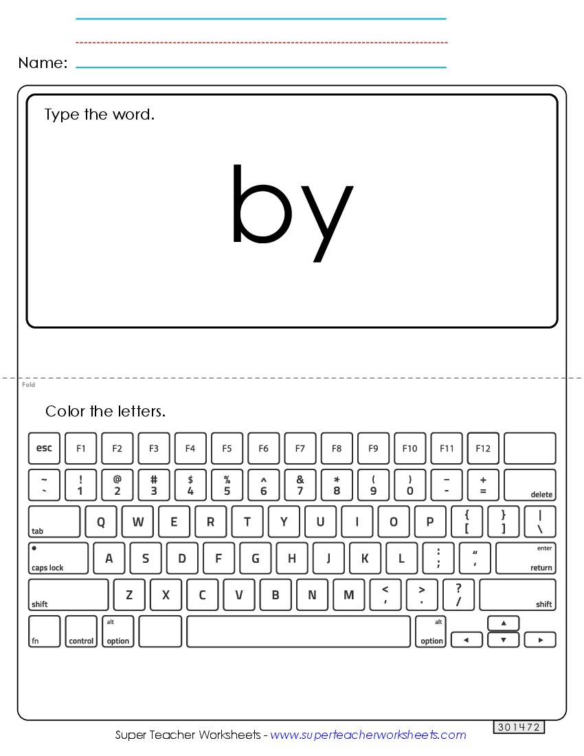 Type the Word: By Sight Words Individual Worksheet