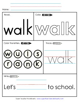 Worksheet 1: Walk Sight Words Individual Worksheet