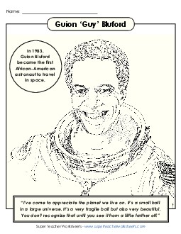 Guy Bluford - Coloring Page Black History Worksheet