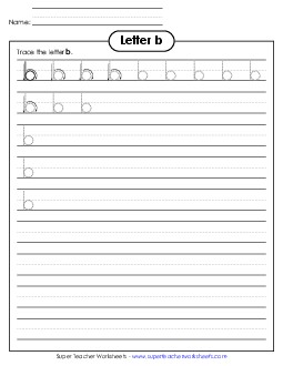 Lowercase b (Smaller Font Size) Free Alphabet Worksheet