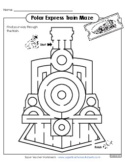 Polar Express Train Maze Brainteasers Worksheet