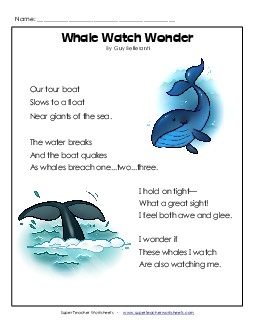 Whale Watch Wonder Poems Worksheet