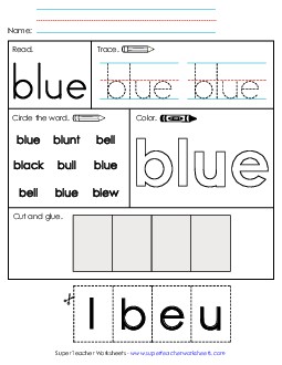 Blue (Sight Word) Sight Words Individual Worksheet