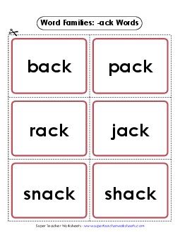 Flashcards (-ack) Word Families Worksheet