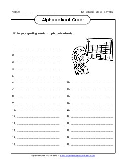 ABC Order: Write List Spelling D Worksheet