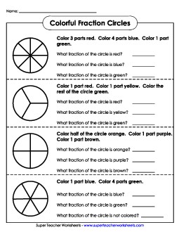 Fraction Circles 3rd Grade 3rd Grade Math Worksheet