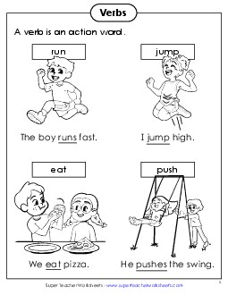 Anchor Chart: Basic Verbs Actionverbs Worksheet