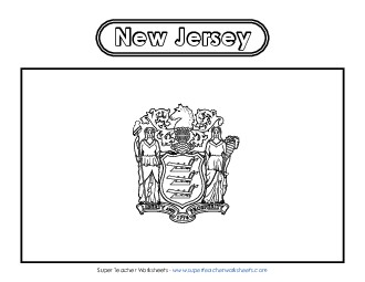 New Jersey Flag Coloring Page States Individual Worksheet