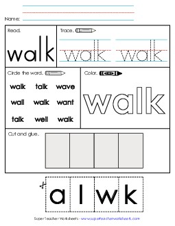 Worksheet 2: Walk Sight Words Individual Worksheet