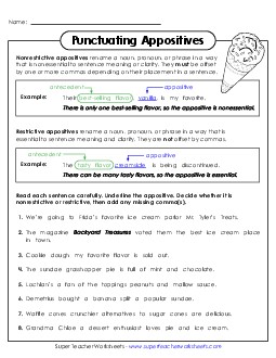 New Punctuating Appositives Worksheet